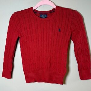 Kids Polo Ralph Lauren Red Cable Knit Sweater Size 6
